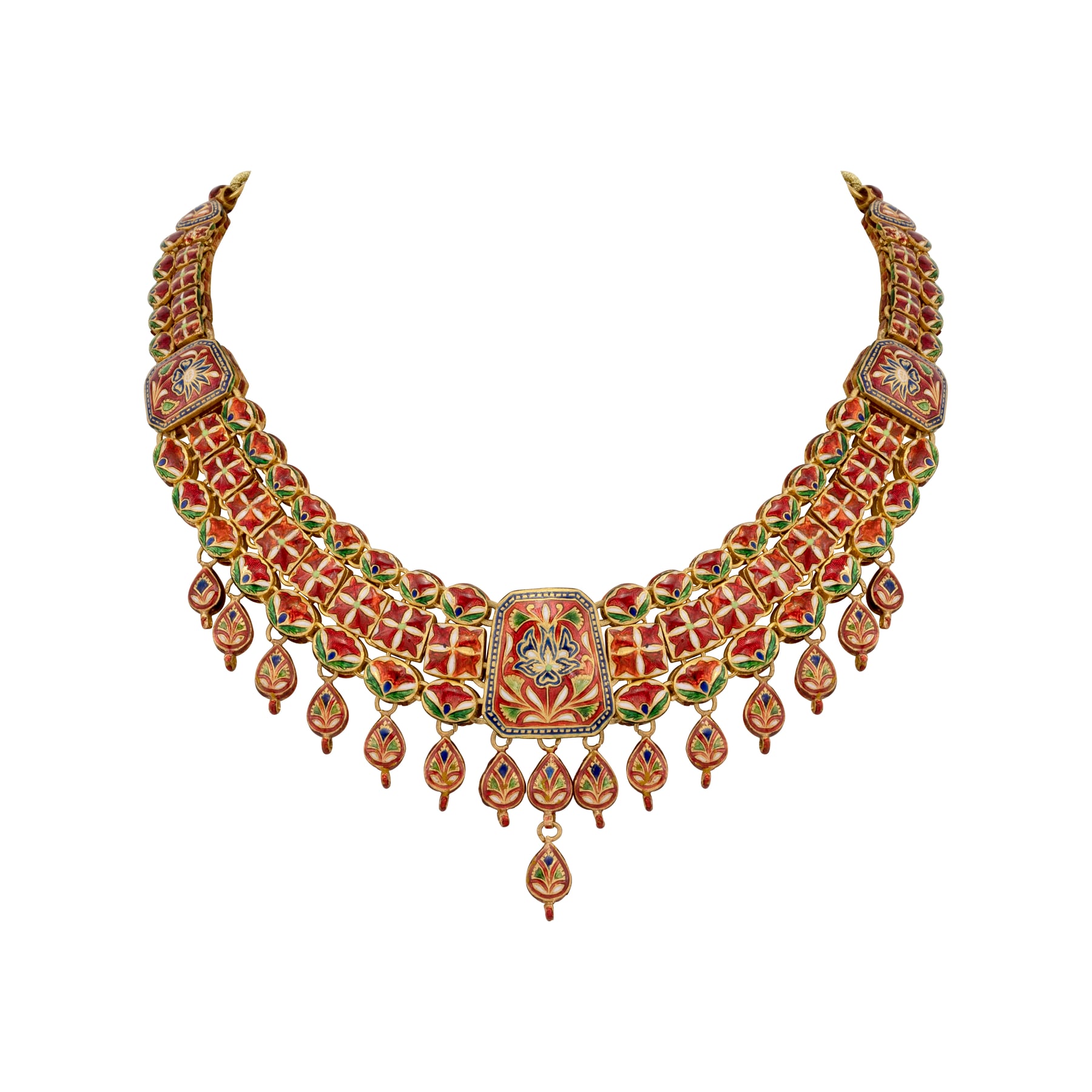 Gold Polki Choker with Pear-Shaped Drops